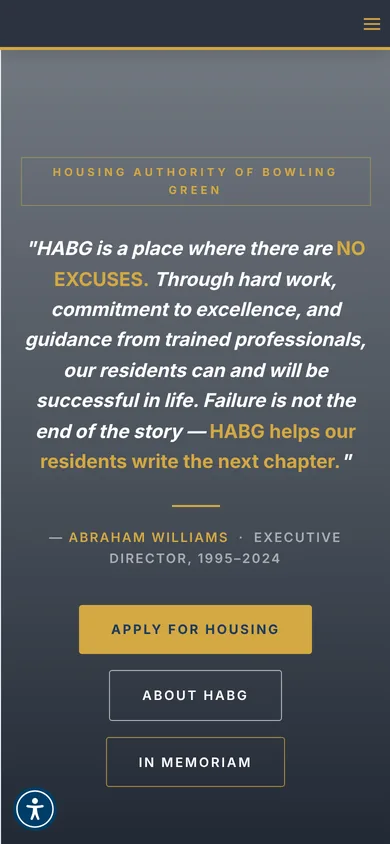 HABG homepage on a phone