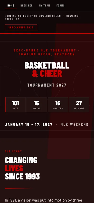 SERC 2027 homepage on a phone